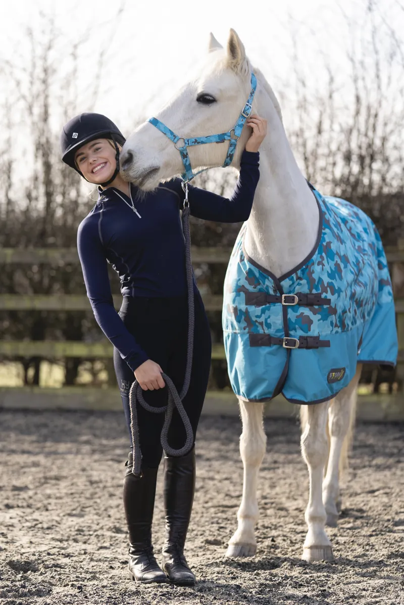 Hy Equestrian DynaForce Head Collar and Lead Rope - Pacific/Grey-2